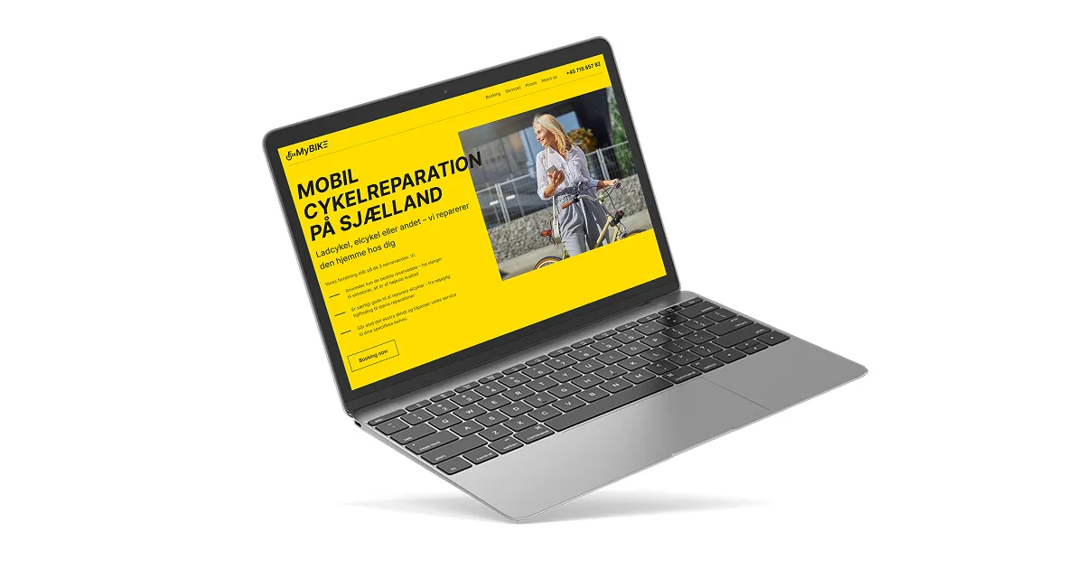 FixMyBike website on laptop